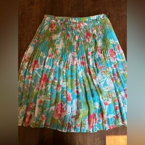 Floral Garden Party Skirt Pleated Flowing Wedding Event Office Modest‎ Size XL